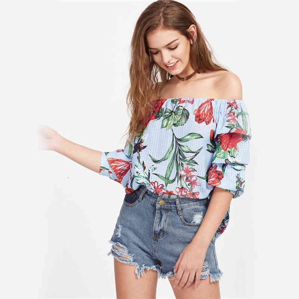half sleeve print cute floral women multicolor tiered cuff off shoulder bardot summer fashion casual beach blouse, White
half sleeve print cute floral women multicolor tiered cuff off shoulder bardot summer fashion casual beach blouse, White