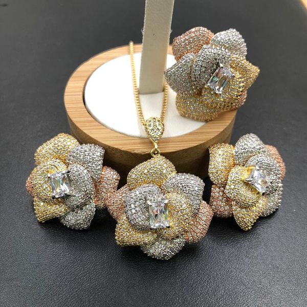 earrings & necklace lanyika jewelry set luxury stylish irregular flower big full zircon plated with and ring wedding trendy gifts, Silver
earrings & necklace lanyika jewelry set luxury stylish irregular flower big full zircon plated with and ring wedding trendy gifts, Silver