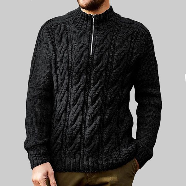 men's sweaters men knitted sweater 2021 solid autumn winter half high collar zipper long sleeves casual fashion clothing male, White;black
men's sweaters men knitted sweater 2021 solid autumn winter half high collar zipper long sleeves casual fashion clothing male, White;black