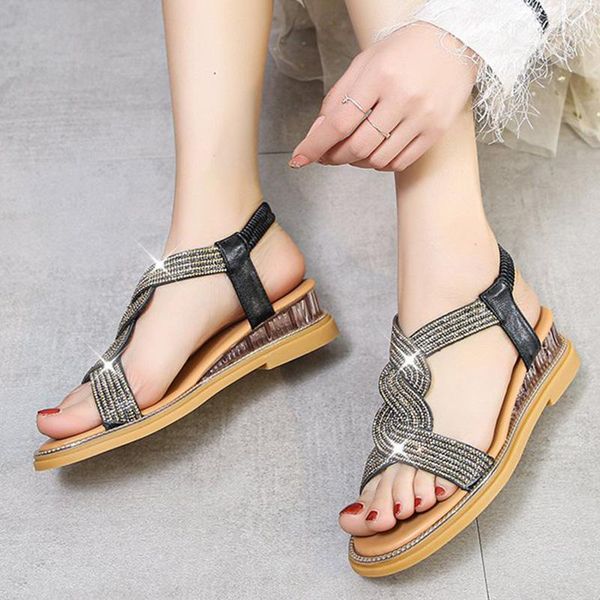 lucyever crystal cross strap sandals women summer elastic band soft bottom med heel sandalias woman outdoor shining casual shoes, Black
lucyever crystal cross strap sandals women summer elastic band soft bottom med heel sandalias woman outdoor shining casual shoes, Black