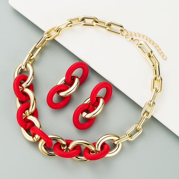 earrings & necklace hip hop big chunky link chain jewelry set for women steampunk maxi red green black pink resin choker, Silver
earrings & necklace hip hop big chunky link chain jewelry set for women steampunk maxi red green black pink resin choker, Silver