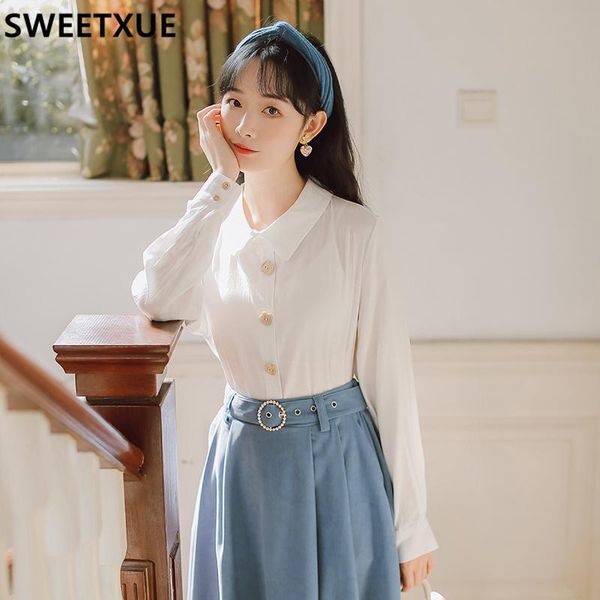 women solid color lapel long-sleeved shirt + skirt fashion suit women's two-piece set retro elegant ladies tracksuits, Gray
women solid color lapel long-sleeved shirt + skirt fashion suit women's two-piece set retro elegant ladies tracksuits, Gray