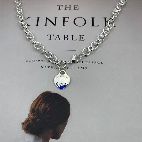 2022 brand original jewelry designer necklace blue enamel water splash heart pendant men's and women's fashion simple high-end thi, Silver
2022 brand original jewelry designer necklace blue enamel water splash heart pendant men's and women's fashion simple high-end thi, Silver