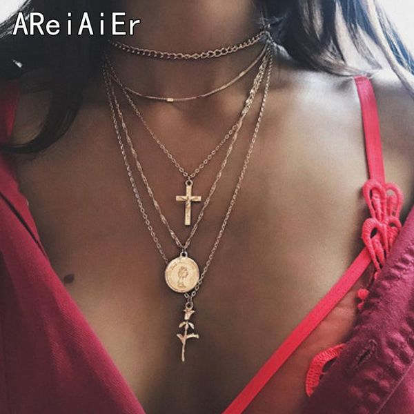 pendant necklaces boho style multi-layer for women fashion gold rose cross necklace vintage multiple layers jewelr, Silver
pendant necklaces boho style multi-layer for women fashion gold rose cross necklace vintage multiple layers jewelr, Silver