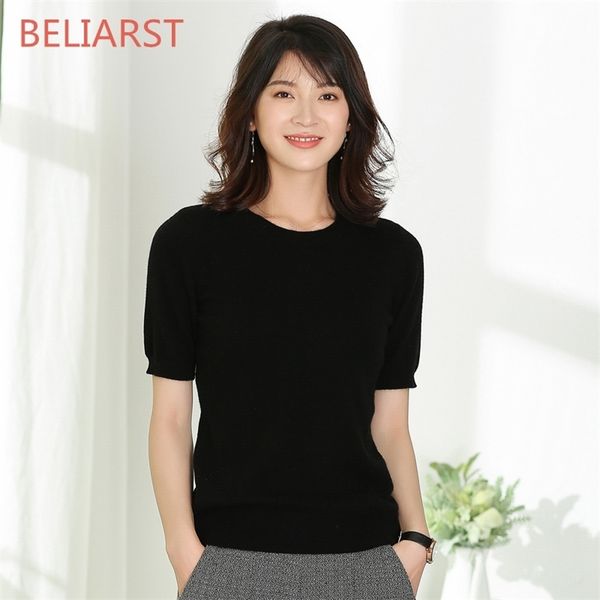 beliarst round neck cashmere sweater female pullover short-sleeved sweater five points sleeve short women's shirt 210805, White;black
beliarst round neck cashmere sweater female pullover short-sleeved sweater five points sleeve short women's shirt 210805, White;black