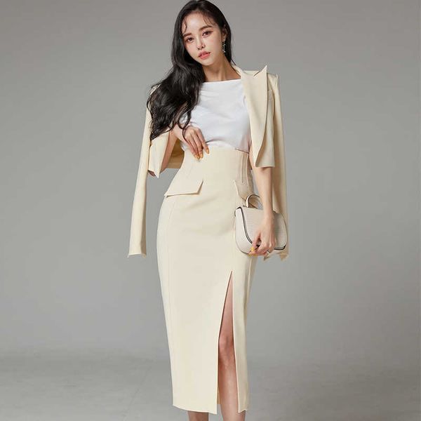 women office solid color 3 piece set and skirt casual suit blazer with blouse three work wear 210529, White
women office solid color 3 piece set and skirt casual suit blazer with blouse three work wear 210529, White