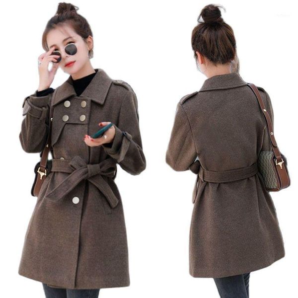 women's wool & blends double-breasted woolen coat autumn and winter 2021 slim thin lapel belt fashion jacket, Black
women's wool & blends double-breasted woolen coat autumn and winter 2021 slim thin lapel belt fashion jacket, Black