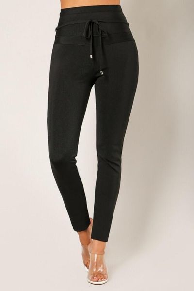 black bodycon rayon women pants bandage fashion, Black;white