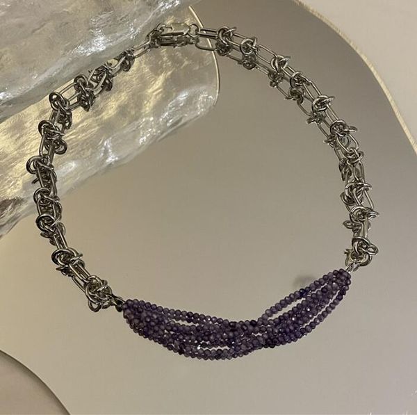 chains ins design sense retro multi-layer personality purple crystal bead braided rope necklace light luxury women clavicle chain, Silver
chains ins design sense retro multi-layer personality purple crystal bead braided rope necklace light luxury women clavicle chain, Silver
