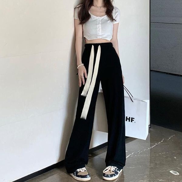 women's pants & capris early autumn 2021 trendy black casual wide leg loose straight tube, Black;white
women's pants & capris early autumn 2021 trendy black casual wide leg loose straight tube, Black;white
