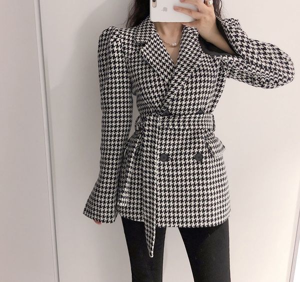 ol women vintage houndstooth double breasted blazer woolen coat fashion puff sleeve elegant outerwear plaid jacket 210421, White;black
ol women vintage houndstooth double breasted blazer woolen coat fashion puff sleeve elegant outerwear plaid jacket 210421, White;black
