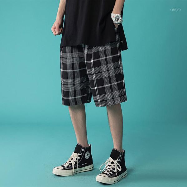 men's shorts summer plaid oversize clothing casual knee-length short pants drawstring black baggy streetwear bottoms young boys, White;black
men's shorts summer plaid oversize clothing casual knee-length short pants drawstring black baggy streetwear bottoms young boys, White;black