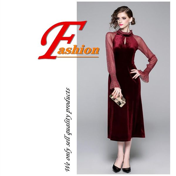 casual dresses 2021 spring and autumn women mandarin collar temperament slimming fishtail mesh hollow-out dress patchwork velvet, Black;gray
casual dresses 2021 spring and autumn women mandarin collar temperament slimming fishtail mesh hollow-out dress patchwork velvet, Black;gray