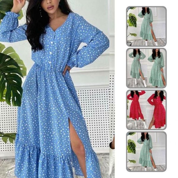 casual dresses sweet fall dress tight waist breathable irregular dot print lady, Black;gray
casual dresses sweet fall dress tight waist breathable irregular dot print lady, Black;gray