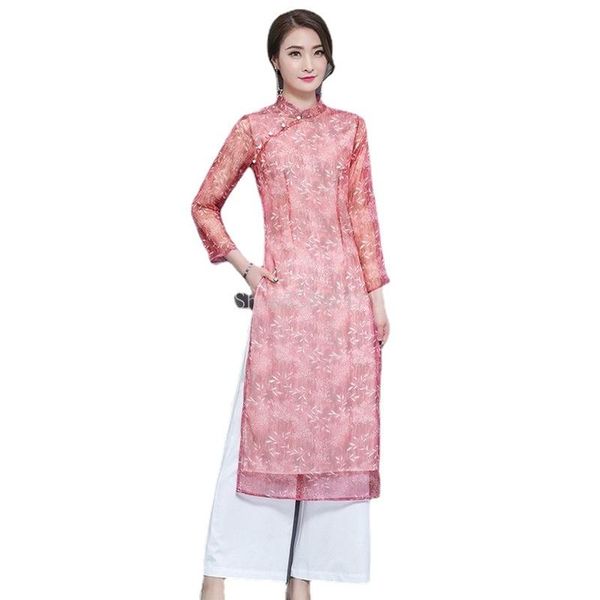 ethnic clothing woman chiffon aodai vietnam traditional ao dai robes & pants 2 piece set women dresses improved cheongsam, Red
ethnic clothing woman chiffon aodai vietnam traditional ao dai robes & pants 2 piece set women dresses improved cheongsam, Red