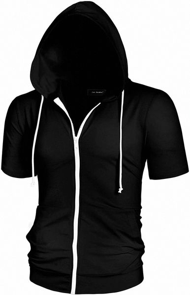 lars amadeus men's hoodies solid color zip up short sleeve jackets with hood 77by#, Black
lars amadeus men's hoodies solid color zip up short sleeve jackets with hood 77by#, Black