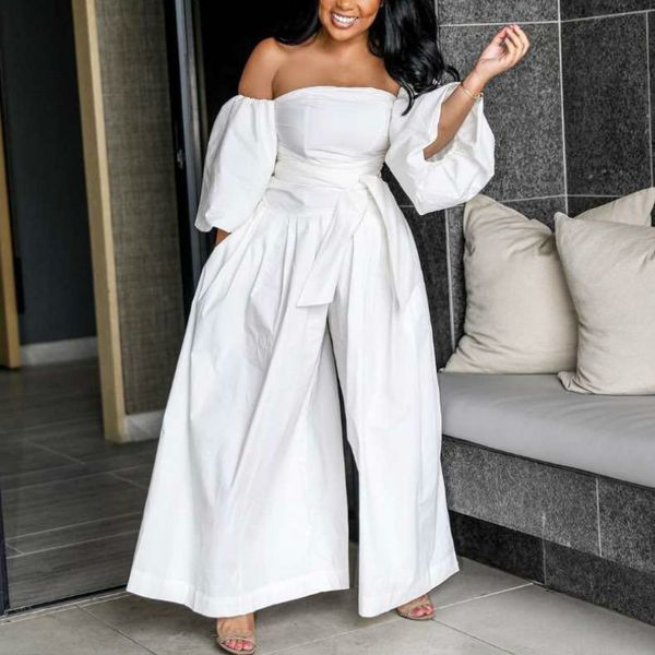 white off shoulder jumpsuit wide leg loose puff sleeves with waist belt lady women fashion female spring summer playsuits romper 210416, Black;white
white off shoulder jumpsuit wide leg loose puff sleeves with waist belt lady women fashion female spring summer playsuits romper 210416, Black;white