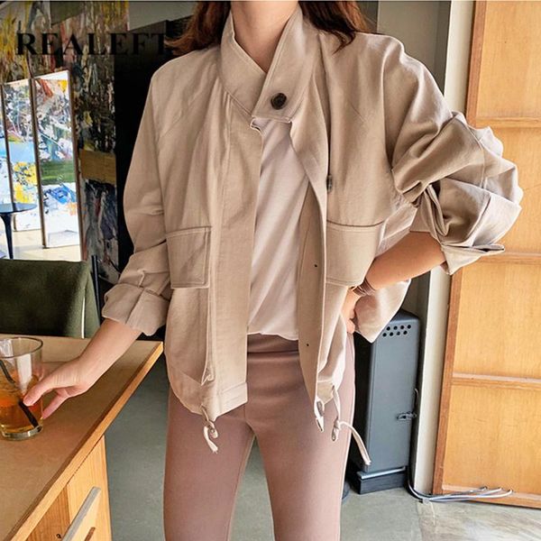 women's jackets realeft 2021 autumn cargo fashion long sleeve casual stand collar single breasted coats korean style loose jacket, Black;brown
women's jackets realeft 2021 autumn cargo fashion long sleeve casual stand collar single breasted coats korean style loose jacket, Black;brown