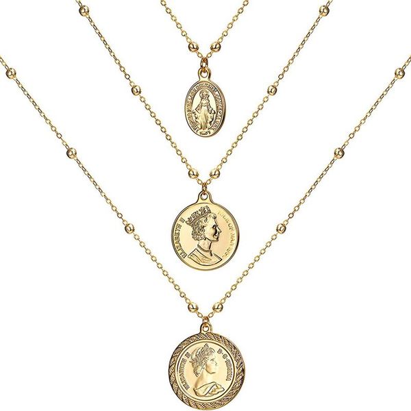 pendant necklaces original vintage multilayer layers head pattern carving necklace gold color chic coin choker female collier, Silver
pendant necklaces original vintage multilayer layers head pattern carving necklace gold color chic coin choker female collier, Silver