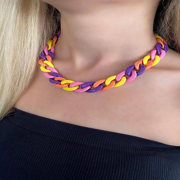 chains designer original acrylic fashion necklace men's and women's punk colorful simple long chain ladies party gift, Silver
chains designer original acrylic fashion necklace men's and women's punk colorful simple long chain ladies party gift, Silver