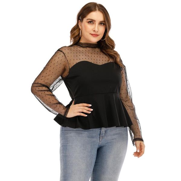 wave point shirt women large size sheer mesh patchwork waist slimming long sleeve all matching t female women's blouses & shirts, White
wave point shirt women large size sheer mesh patchwork waist slimming long sleeve all matching t female women's blouses & shirts, White