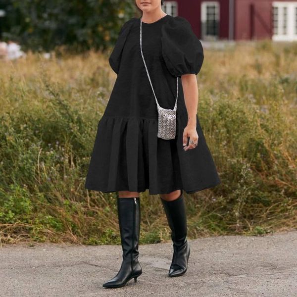 spring women puff sleeve long vestidos loose casual party dress vonda fashion solid sundress robe plus size 5xl dresses, Black;gray
spring women puff sleeve long vestidos loose casual party dress vonda fashion solid sundress robe plus size 5xl dresses, Black;gray