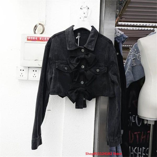 women's jackets short denim jacket women 2021 autumn retro design sense three-dimensional bow all-match, Black;brown
women's jackets short denim jacket women 2021 autumn retro design sense three-dimensional bow all-match, Black;brown