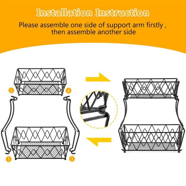 storage baskets wrought iron detachable 2 tier fruit basket screwless installation kitchen vegetables, bread display stand holder
storage baskets wrought iron detachable 2 tier fruit basket screwless installation kitchen vegetables, bread display stand holder