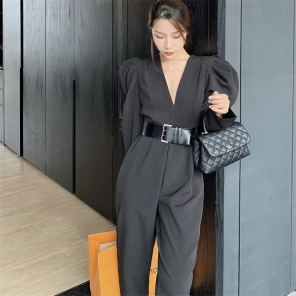 korean vintage solid women jumpsuit deep v neck playsuit elegant office lady puff long sleeve fashion with belt 210519, Black;white
korean vintage solid women jumpsuit deep v neck playsuit elegant office lady puff long sleeve fashion with belt 210519, Black;white