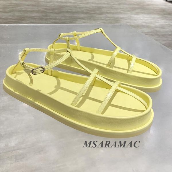 sandals light yellow thick-soled thin strap hollow fashion round toe women's beach all-match flat shoes, Black
sandals light yellow thick-soled thin strap hollow fashion round toe women's beach all-match flat shoes, Black
