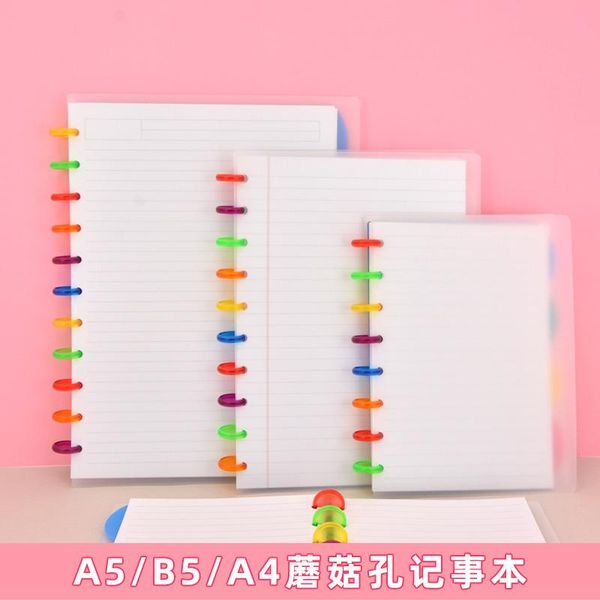 notepads a4/a5/b5 60 pages mushroom hole notebook transparent pp cover cute notebooks color binding buckle school students supplies, Purple;pink
notepads a4/a5/b5 60 pages mushroom hole notebook transparent pp cover cute notebooks color binding buckle school students supplies, Purple;pink