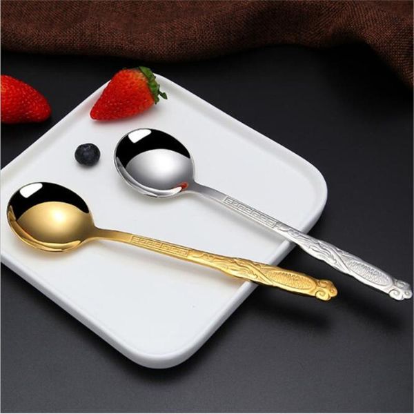 spoons stainless steel spoon large rice dragon pattern long handle household creative plated gold silver
spoons stainless steel spoon large rice dragon pattern long handle household creative plated gold silver