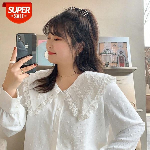 plus size women's fat mm doll collar shirt long-sleeved loose temperament and thin #z93z, White
plus size women's fat mm doll collar shirt long-sleeved loose temperament and thin #z93z, White