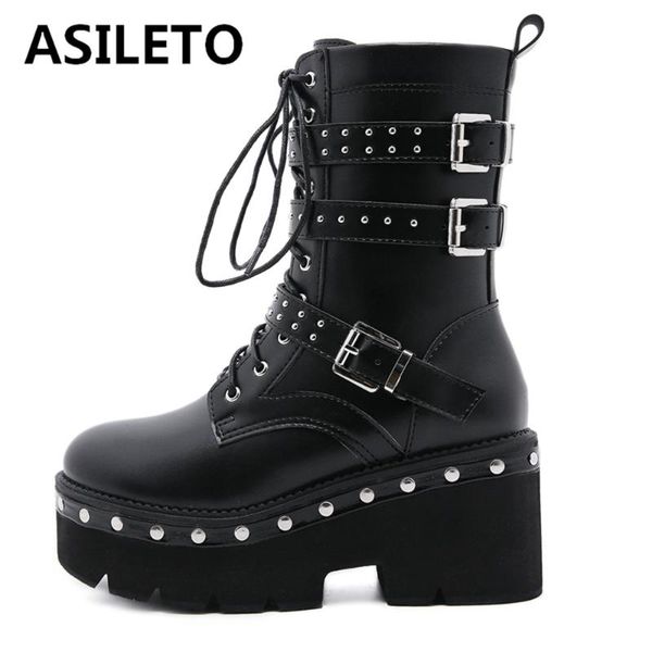 boots asileto 2021 autumn lace-up motorcycle rivet women punk thick platform high heels female ankle gothic style shoes, Black
boots asileto 2021 autumn lace-up motorcycle rivet women punk thick platform high heels female ankle gothic style shoes, Black