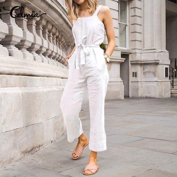 women's jumpsuits & rompers spaghetti straps summer celmia women vintage linen casual loose belted party playsuits sleeveless overall, Black;white
women's jumpsuits & rompers spaghetti straps summer celmia women vintage linen casual loose belted party playsuits sleeveless overall, Black;white