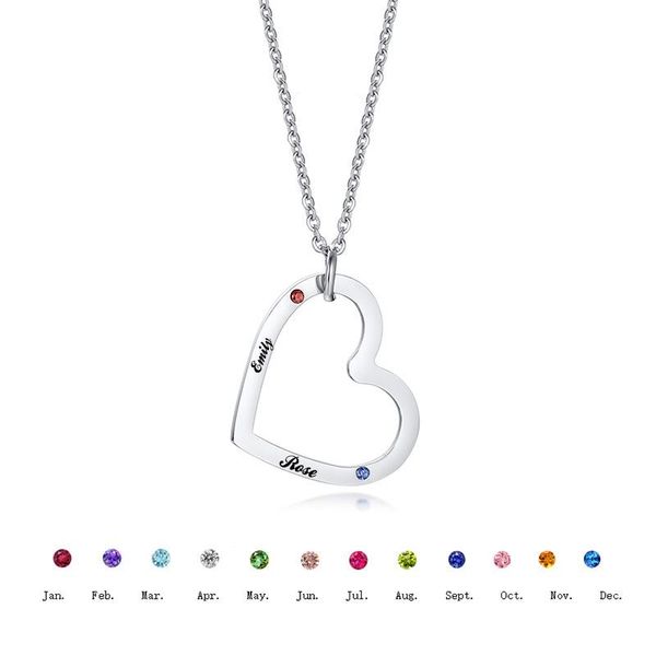 pendant necklaces women heart necklace with birthstone name custom engraved for girls sister frienship gifts, Silver
pendant necklaces women heart necklace with birthstone name custom engraved for girls sister frienship gifts, Silver