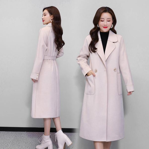 women's wool & blends women winter single breasted casual long trend coat loose elegant sashes korean woolen overcoat lady sleeve outwe, Black
women's wool & blends women winter single breasted casual long trend coat loose elegant sashes korean woolen overcoat lady sleeve outwe, Black