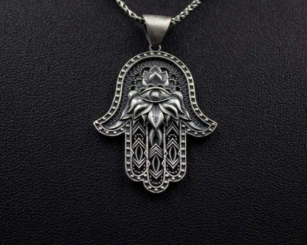 new evil eye charm pendant men's titanium steel necklace fatima's hand men's pendant husband's gift, Silver
new evil eye charm pendant men's titanium steel necklace fatima's hand men's pendant husband's gift, Silver