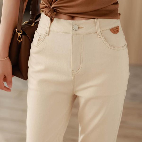 women's jeans high waist small straight slim pants casual spring and summer denim trousers beige/white, Blue
women's jeans high waist small straight slim pants casual spring and summer denim trousers beige/white, Blue
