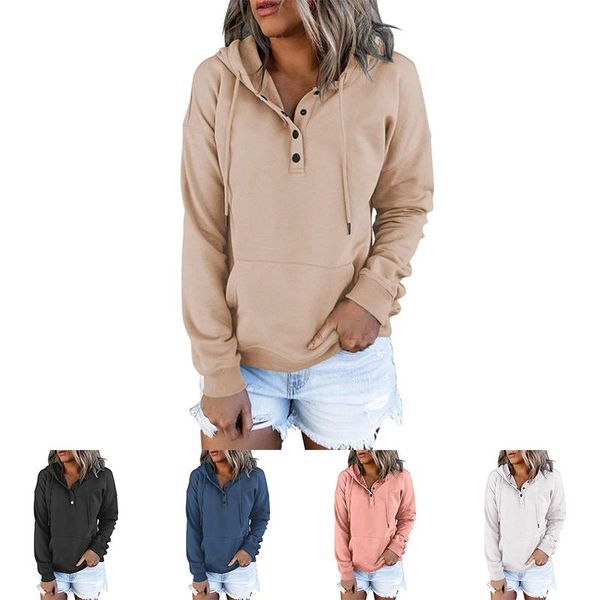 women's hoodies & sweatshirts womens solid color hooded autumn winter drawstring long sleeve all-match warm button, Black
women's hoodies & sweatshirts womens solid color hooded autumn winter drawstring long sleeve all-match warm button, Black