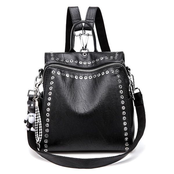 backpack 2021 rivets women soft leather large capacity female multifunction black school bag travel back
backpack 2021 rivets women soft leather large capacity female multifunction black school bag travel back