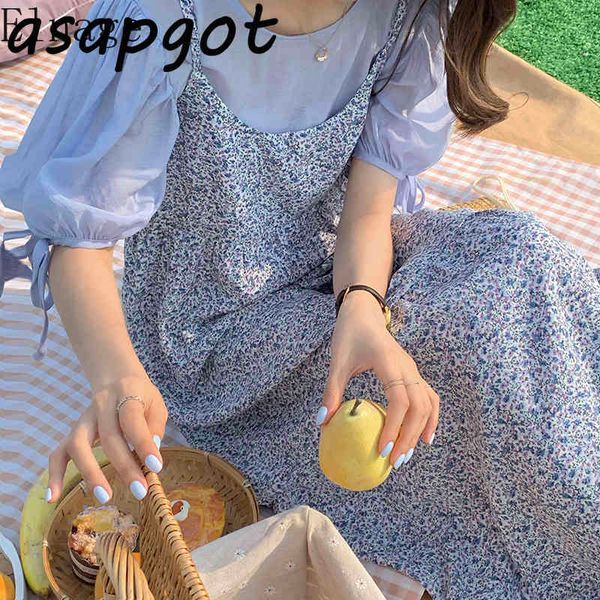two piece set summer round neck women blouse puff sleeve short shirt suspender floral dress outfits 210429, White
two piece set summer round neck women blouse puff sleeve short shirt suspender floral dress outfits 210429, White