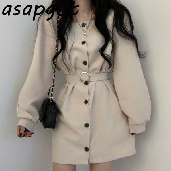 dress simple slim square collar single breasted dress short with belt vintage solid vestidos mujer bandage puff long sleeve 210610, Black;gray
dress simple slim square collar single breasted dress short with belt vintage solid vestidos mujer bandage puff long sleeve 210610, Black;gray