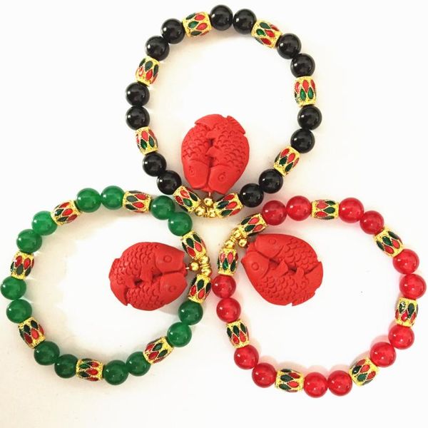 charms vintage black red green semi-precious round chalcedony jades bracelet cinnabar fish pendant beads gold-color jewels b1410 link, chain
charms vintage black red green semi-precious round chalcedony jades bracelet cinnabar fish pendant beads gold-color jewels b1410 link, chain