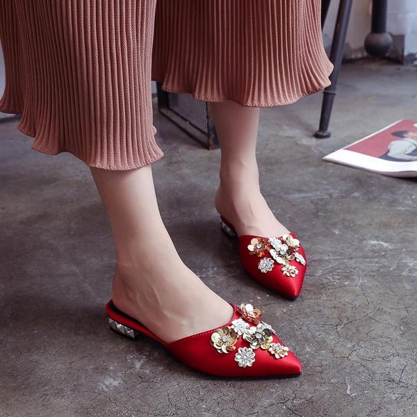 summer slipper women half slippers floral sequined rhinestone flats casual sandals silk mules f90040, Black
summer slipper women half slippers floral sequined rhinestone flats casual sandals silk mules f90040, Black