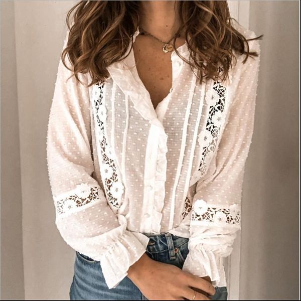 lace boho ruffles spring autumn womens shirt v neck flare long sleeve fashion hollow out casual, White
lace boho ruffles spring autumn womens shirt v neck flare long sleeve fashion hollow out casual, White