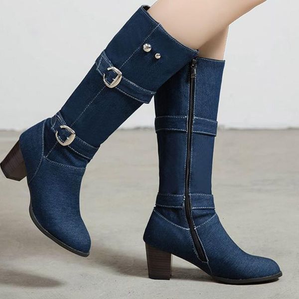 boots women's long tube short boot winter high heel denim lady stylish buckle strap shoes cowboy for women 74z1, Black
boots women's long tube short boot winter high heel denim lady stylish buckle strap shoes cowboy for women 74z1, Black