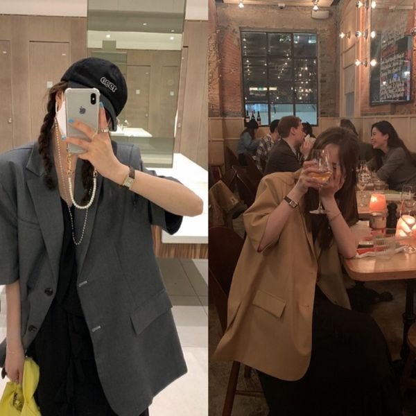 luxury ets black br korean dign sense short sleeve minority suit coat women's summer thin temperament casual top, Black;brown
luxury ets black br korean dign sense short sleeve minority suit coat women's summer thin temperament casual top, Black;brown