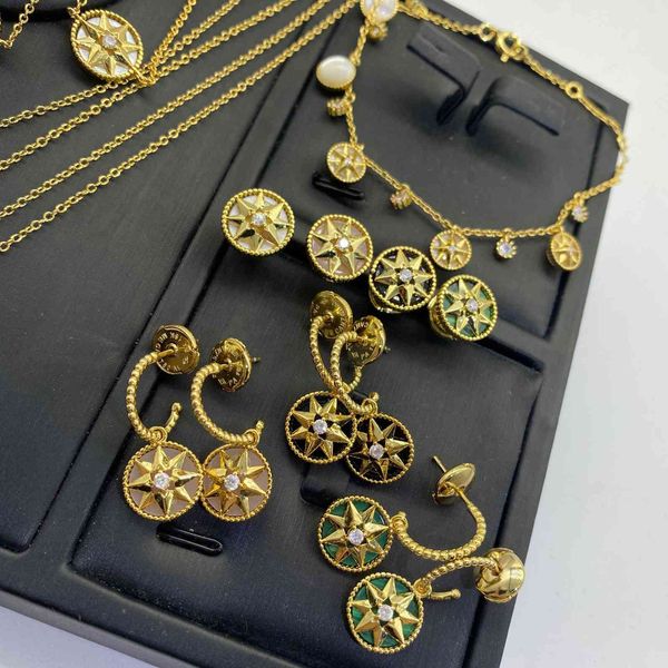 compass white fritillaria star necklace female star versatile temperament earrings female, Black
compass white fritillaria star necklace female star versatile temperament earrings female, Black