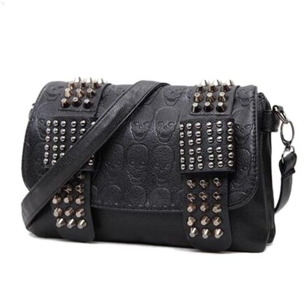 evening bags 2021 fashion women black leather messenger vintage cool skull rivets shoulder sac a main bolsa 
evening bags 2021 fashion women black leather messenger vintage cool skull rivets shoulder sac a main bolsa